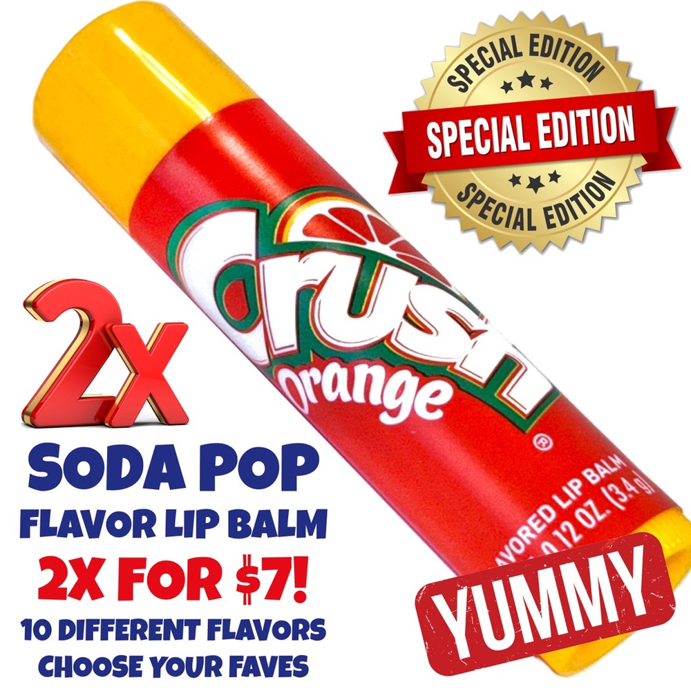 Authentic 2X  CRUSH ORANGE Flavored Lip Softening Balm